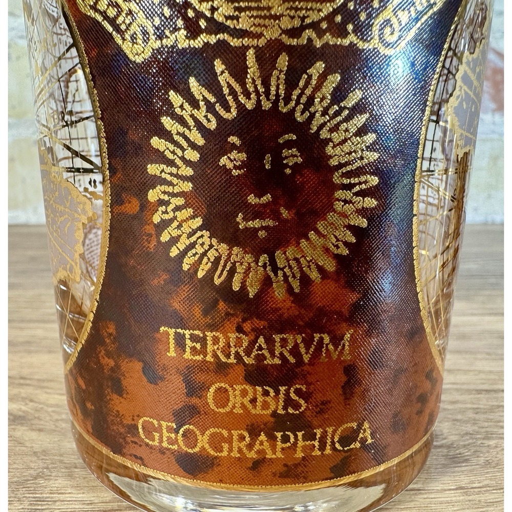 Vintage 22K Gold Culver Terrarum Orbis Geographica 2 Glasses Celestial Old World - Picture 7 of 10